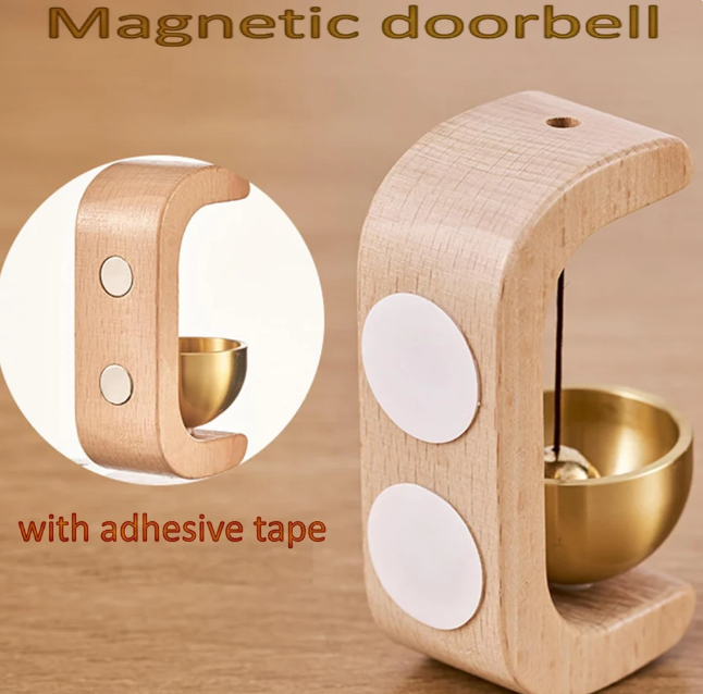 Japanese Style™ Musical Magnetic Wooden Doorbell – Elegant Brass Chime for Door, Fridge & Shopkeepers