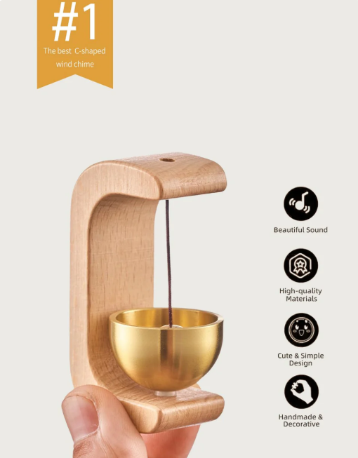Japanese Style™ Musical Magnetic Wooden Doorbell – Elegant Brass Chime for Door, Fridge & Shopkeepers