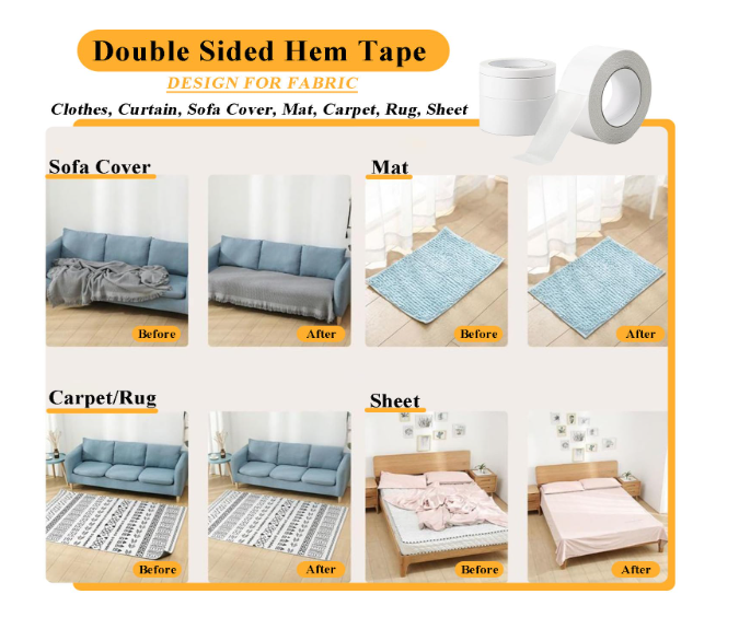 Double-Sided Premium Fusing Tape – No-Sew Iron-On Hemming Tape (Pack of 2 | 100 Yards, 20mm)