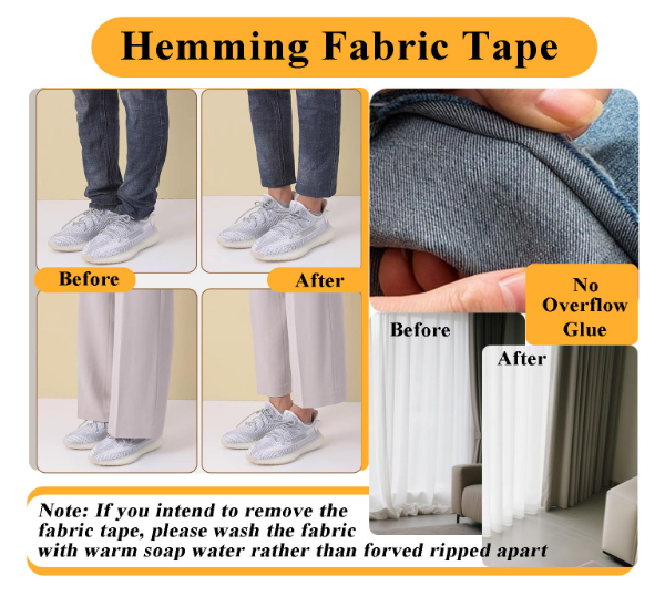 Double-Sided Premium Fusing Tape – No-Sew Iron-On Hemming Tape (Pack of 2 | 100 Yards, 20mm)