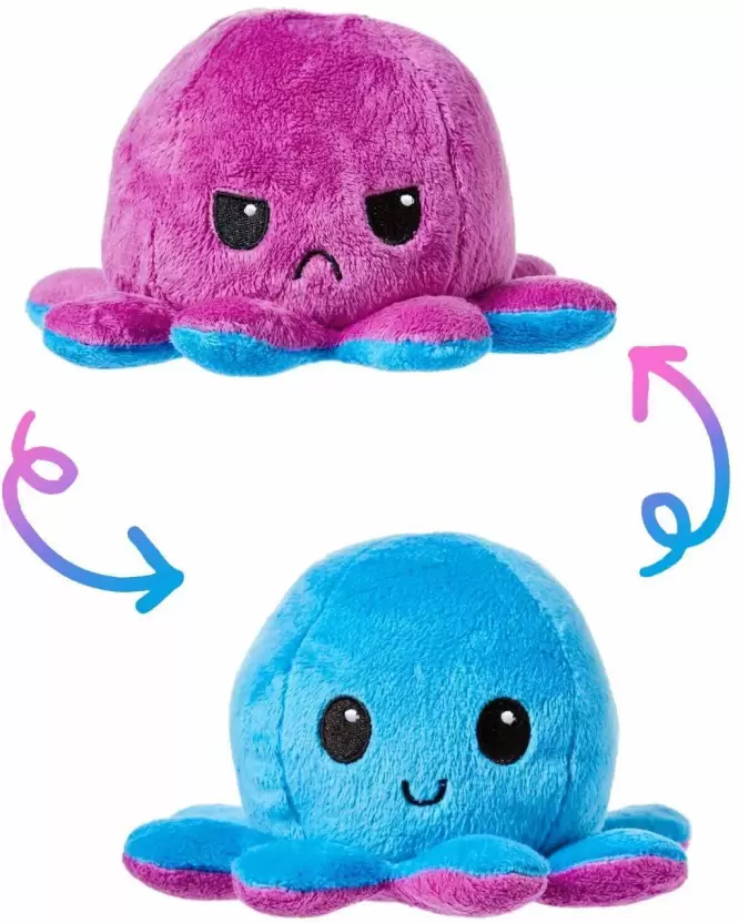 Reversible Blue Purple Octopus Soft Toy for Baby Girl Kids Boys