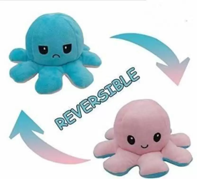 Reversible Blue Pink Octopus Soft Toy for Boys And Girls