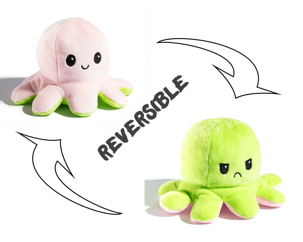 Toyingly Reversible Green Pink Octopus Soft Toy for Boys And Girls